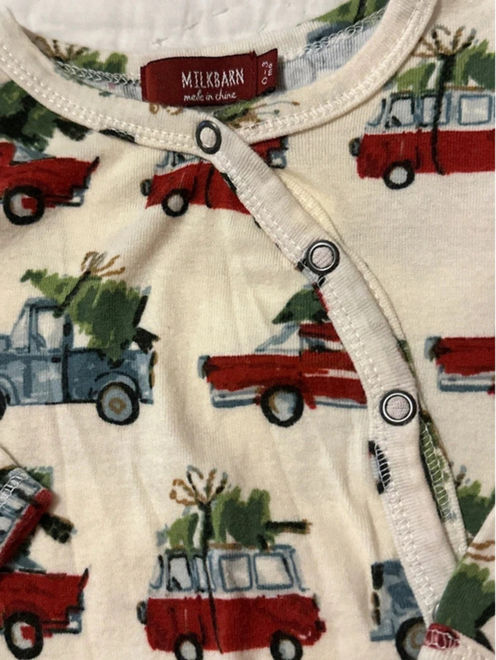 Milkbarn Infant Organic Cotton Christmas Tree Truck Footed Sleeper